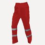 Pantalón de alta visibilidad, de material combinado, color rojo.