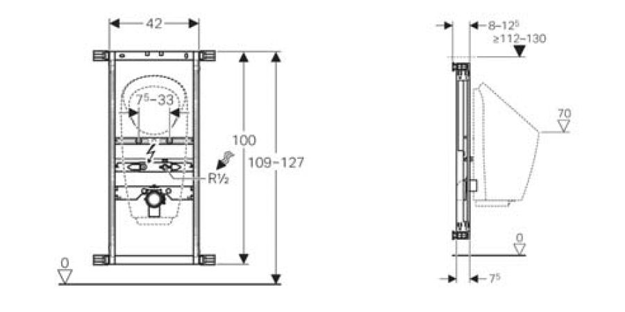 De altura ajustable entre 1090 y 1270 mm, para sistema de descarga visto